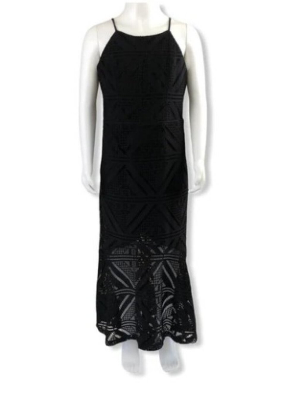 Bardot geometric lace sleeveless column maxi dress black women's size 4